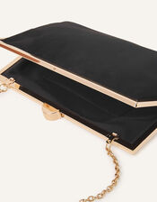 Suedette Clip Frame Clutch Bag, Black (BLACK), large
