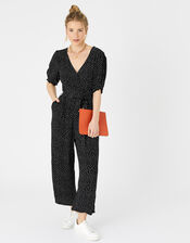 Spot Wrap Jumpsuit in LENZING™ ECOVERO™ , Black (BLACK WHITE), large