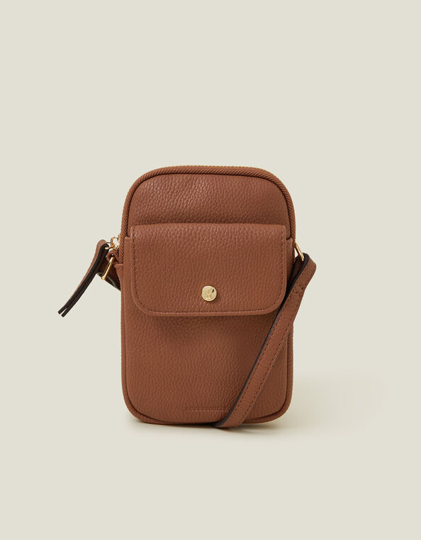 Faux Leather Pocket Phone Bag, Tan (TAN), large