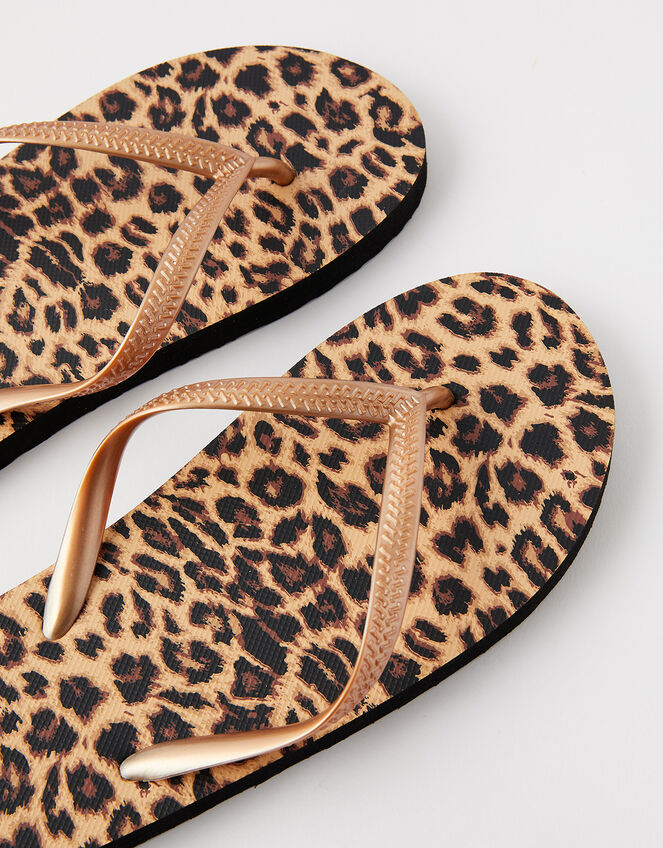 Leopard Print Flip Flops, Multi (DARKS-MULTI), large