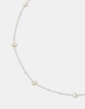 Sterling Silver-Plated Pearl Station Necklace, , large