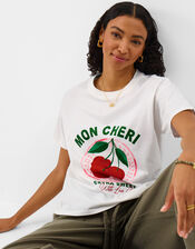 Cherry Slogan T-Shirt, White (WHITE), large