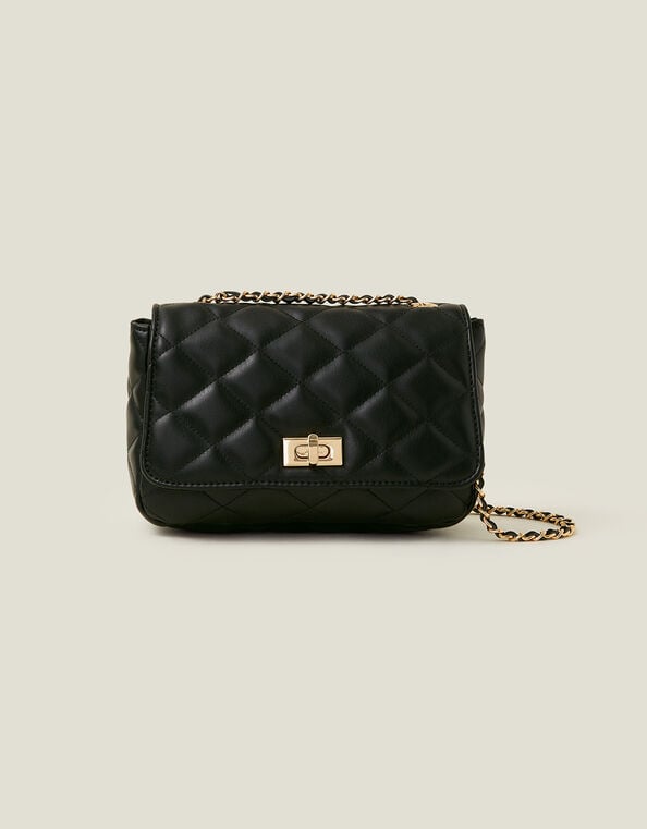 Quilted Cross-Body Bag, Black (BLACK), large