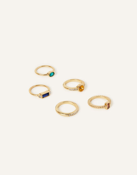 Sparkle Gem Rings 5 Pack, Multi (DARKS-MULTI), large