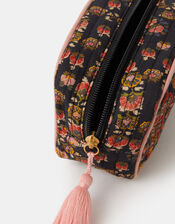 Floral Print Quilted Make Up Bag, , large