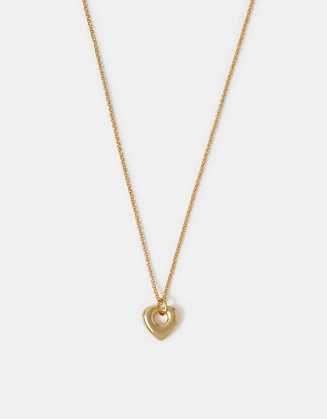 14ct Gold-Plated Chunky Heart Pendant Necklace, , large