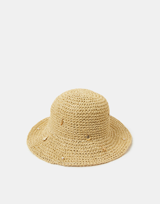 Charm Straw Bucket Hat, , large