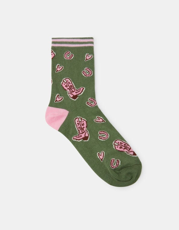 Cowboy Print Socks, , large