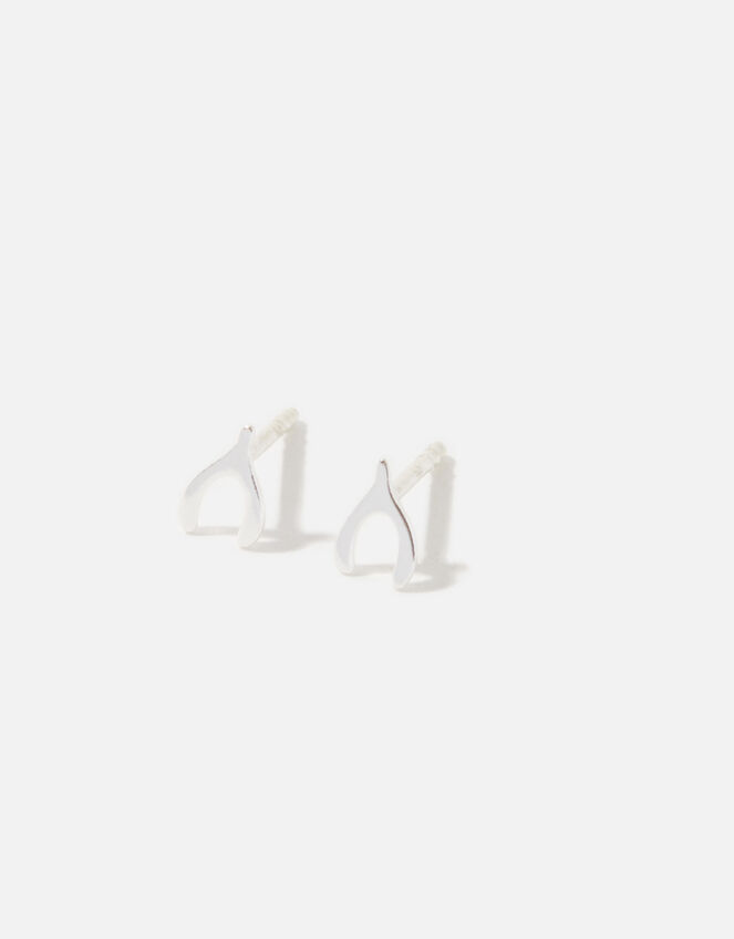 Sterling Silver Wishbone Studs, , large