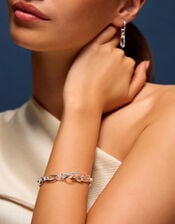 Sterling Silver-Plated Knot Chain T-Bar Bracelet, , large