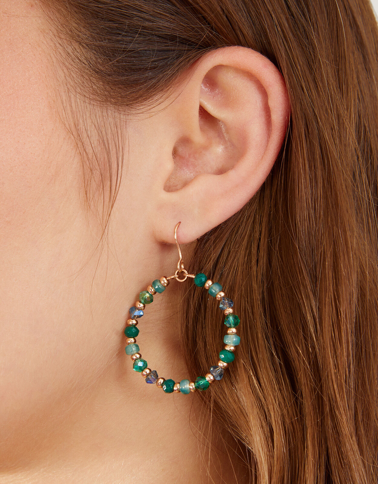 Beaded Drop Hoops