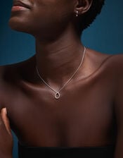 Sterling Silver Pavé Teardrop Pendant Necklace, , large