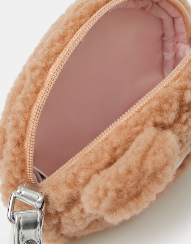 Girls Fluffy Bear Crossbody Bag, , large