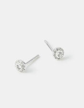 Sterling Silver Halo Stud Earrings, , large