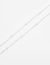 Beaded Chain Necklace, Silver (SILVER), large
