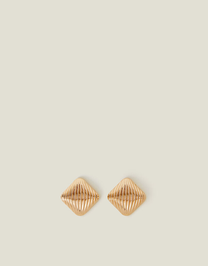 Ribbed Square Stud Earrings, , large