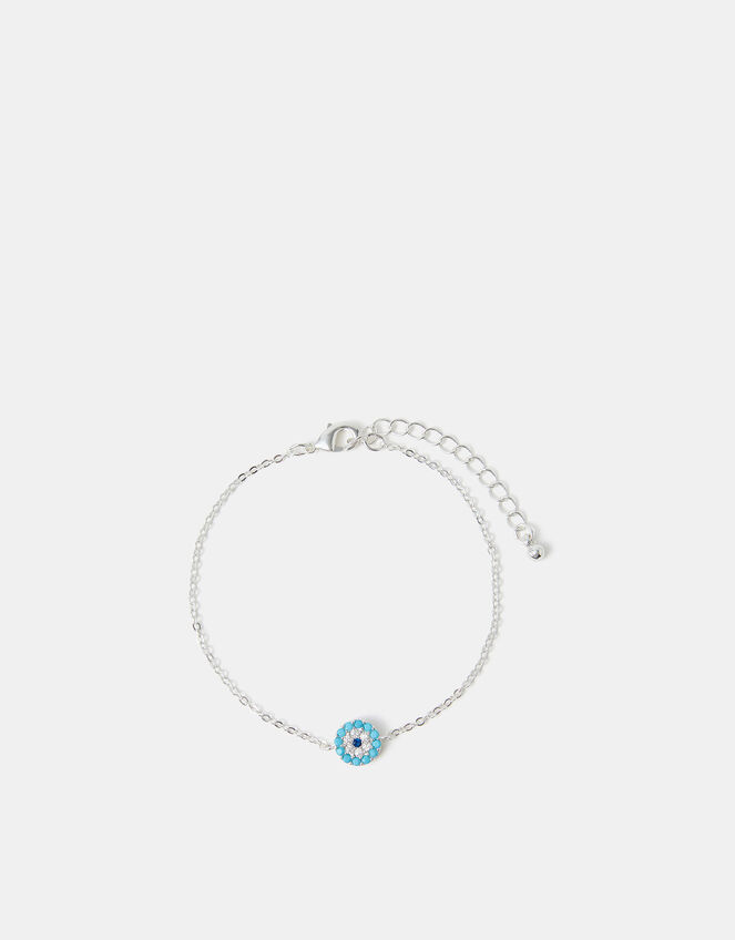 Sterling Silver-Plated Evil Eye Bracelet, , large