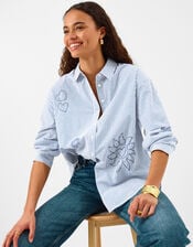 Embroidered Stripe Shirt, Blue (LIGHT BLUE), large
