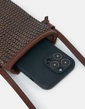 Woven Crossbody Phone Bag, , large