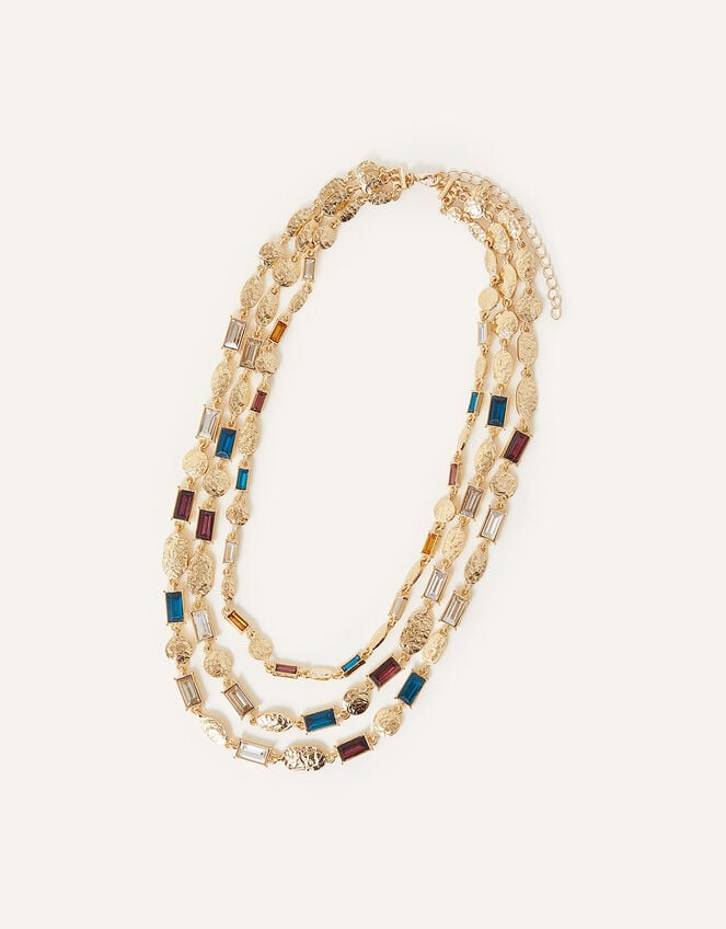 Layered Gem Mixed Stone Necklace, , large