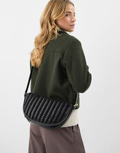 Woven Leather Crossbody Bag, , large