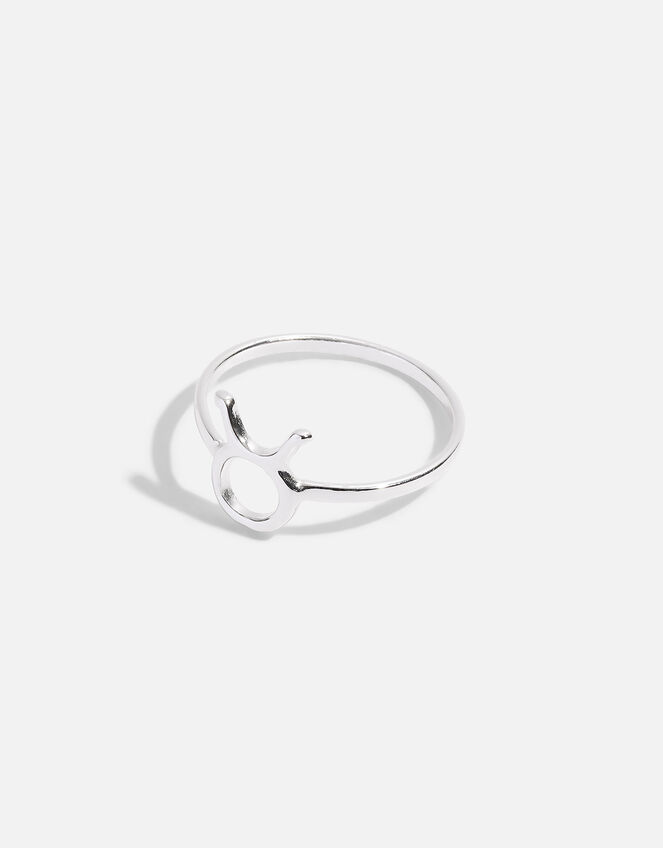 Sterling Silver Zodiac Taurus Ring , Silver (ST SILVER), large