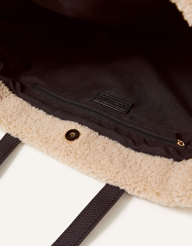 Faux Shearling Tote Bag, , large
