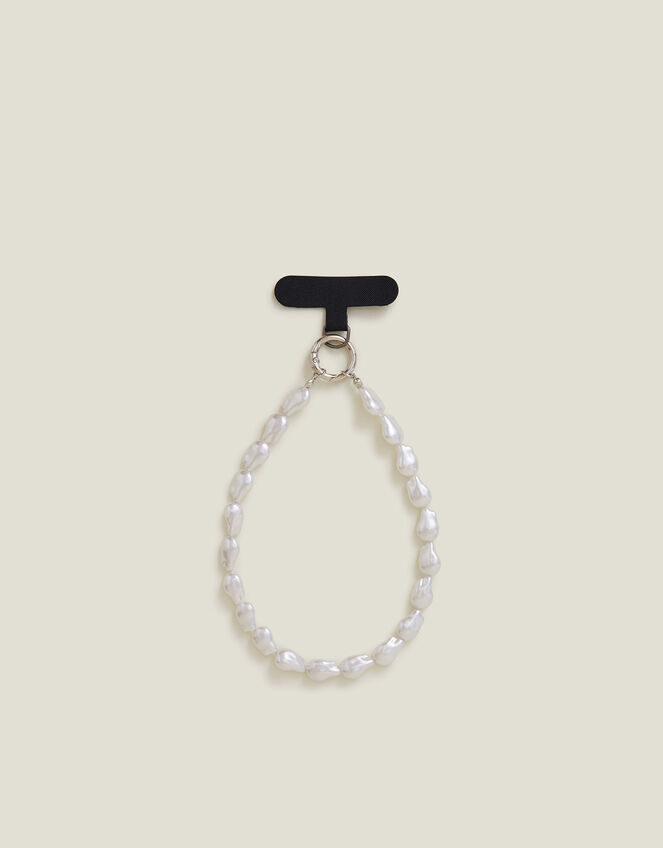 Faux Pearl Bead Phone Wrist Strap, , large