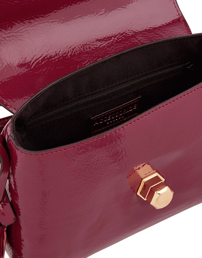 Patent Handheld Bag, Red (BURGUNDY), large