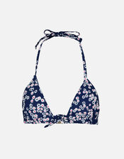 Daisy Tie Front Bikini Top, Blue (NAVY), large