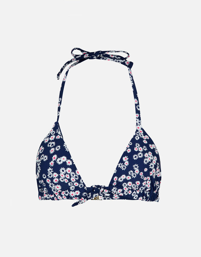 Daisy Tie Front Bikini Top, Blue (NAVY), large