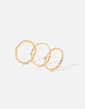 14ct Gold-Plated Slim Rings Set of Three, Gold (GOLD), large