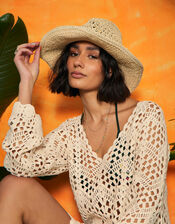 Loose Weave Straw Hat, Natural (NATURAL), large