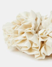 Oversized Ruffle Satin Hair Scrunchie Cream, , large