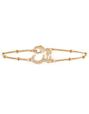 Gold-Plated Sparkly Arabic Initial Bracelet - SH, , large