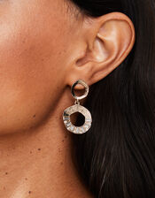 Textured Circle Drop Earrings, , large