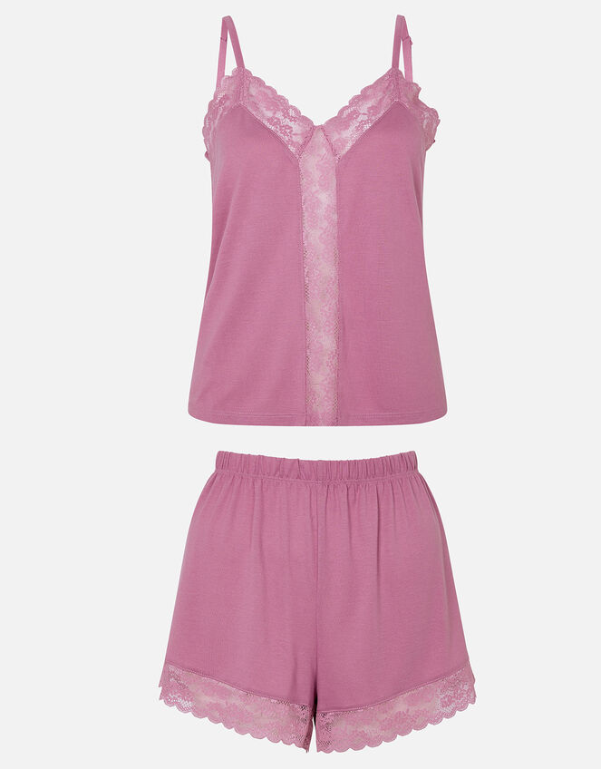 Lace Insert Vest Pyjama Set, Pink (PINK), large