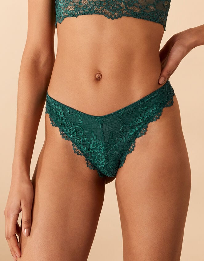 Lace Brazilian Briefs, Teal (TEAL), large