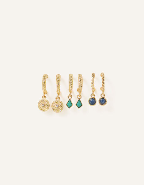 Filigree Gem Hoops Set of Three, , large