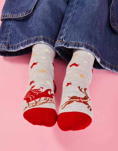 Santa Sleigh Socks , Grey (GREY), large