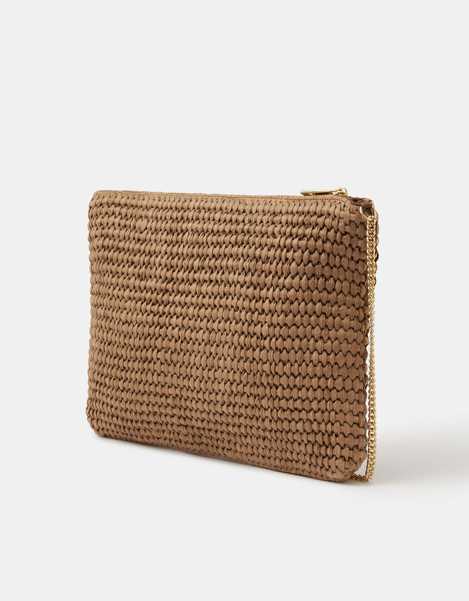 Charm Raffia Clutch Bag, , large