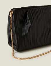 Pleated Satin Clutch Bag, , large