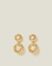 Pearl Flower Drop Earrings, , large