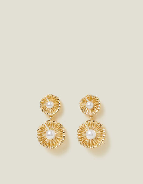 Pearl Flower Drop Earrings, , large