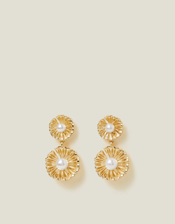 Pearl Flower Drop Earrings, , large