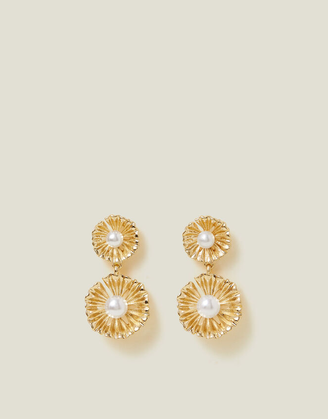 Pearl Flower Drop Earrings, , large