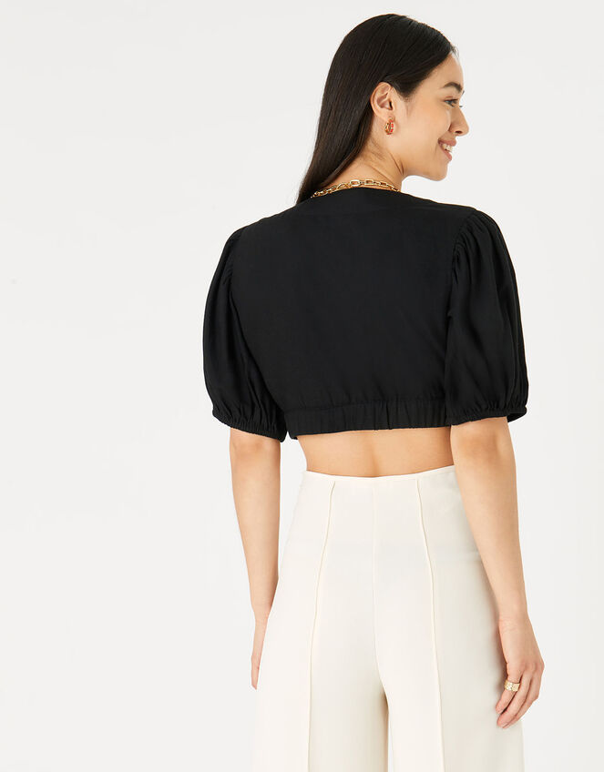 Tie Front Co-ord Top, Black (BLACK), large