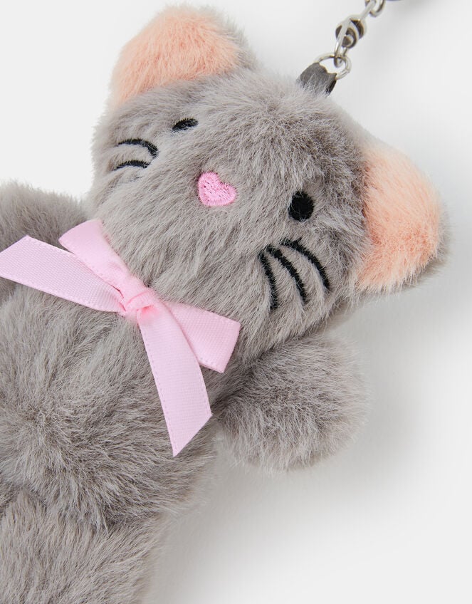 Girls Fluffy Cat Bag Charm, , large