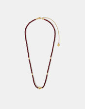 14ct Gold-Plated Ruby Quartz Beaded Necklace, , large