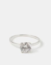 Sterling Silver Round Cut Engagement Ring, Silver (ST SILVER), large